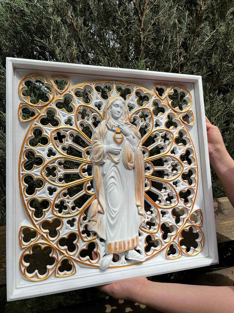 Immaculate Heart of Mary Wooden Statue - Kozak Work Shop