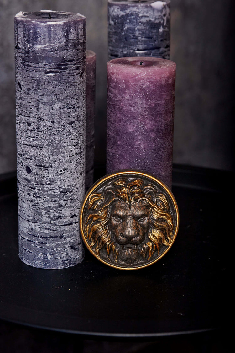 Lion Head Wooden Carved Plaque - Kozak Work Shop