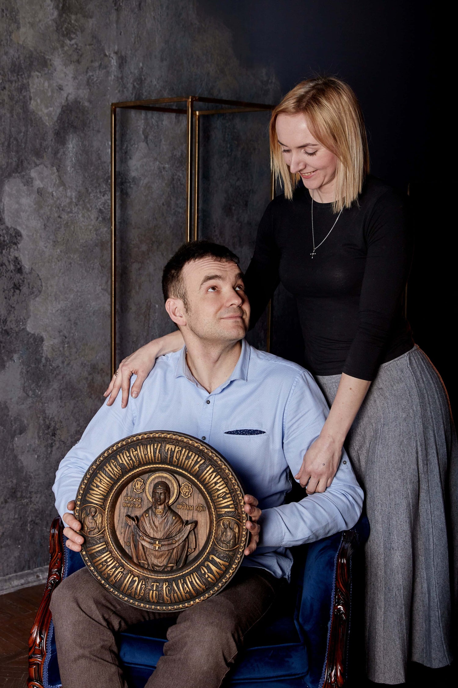 Virgin Mary of Pokrov round icon - Kozak Work Shop