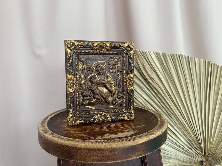 Nursing Madonna Wooden Carved Picture - Kozak Work Shop