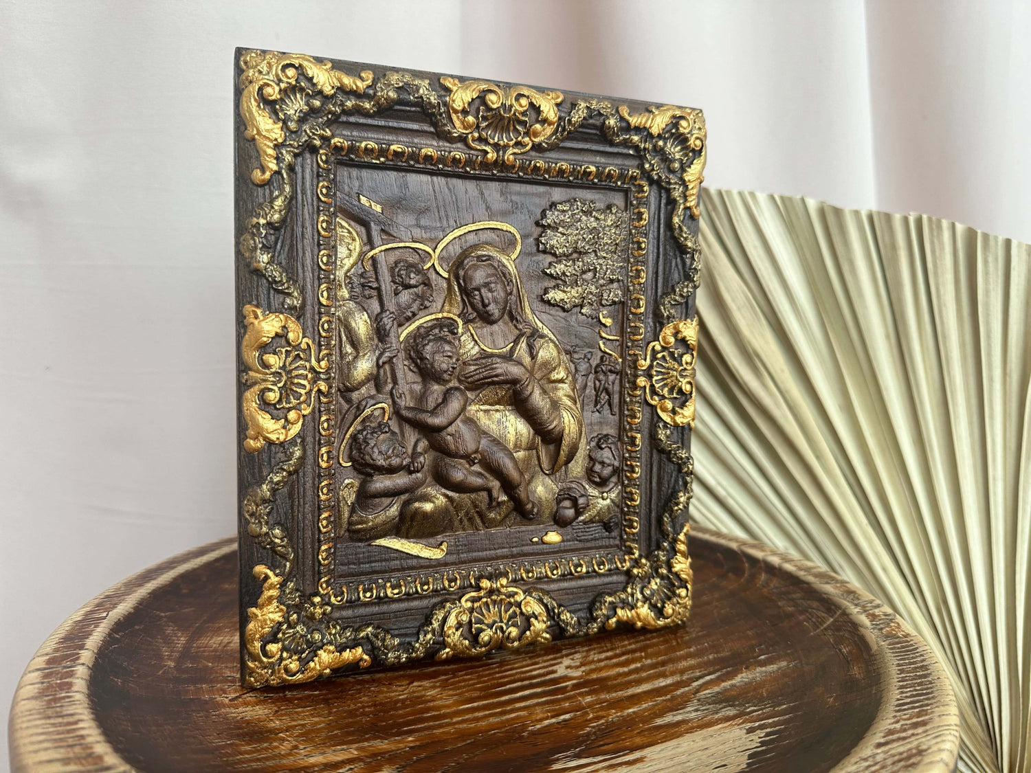 Nursing Madonna Wooden Carved Picture - Kozak Work Shop