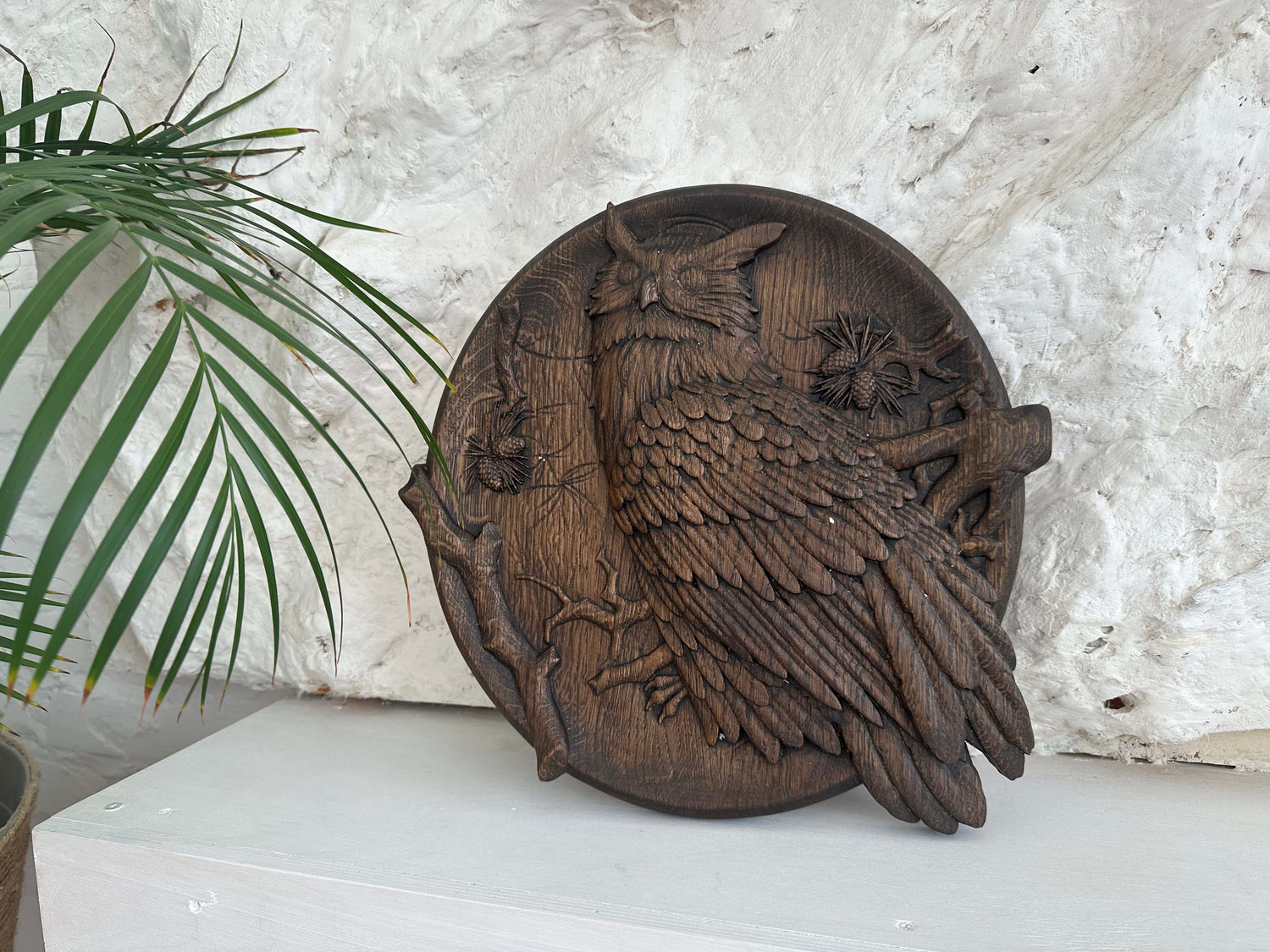 Owl Ornament Wooden Carved Plaque - Kozak Work Shop
