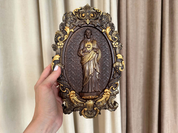 Sacred Heart of Jesus Statuary Wooden Sculpture - Kozak Work Shop