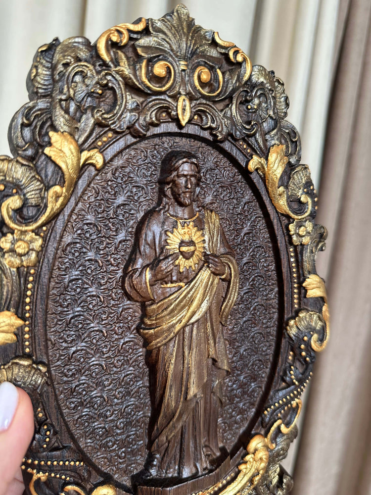 Sacred Heart of Jesus Statuary Wooden Sculpture - Kozak Work Shop