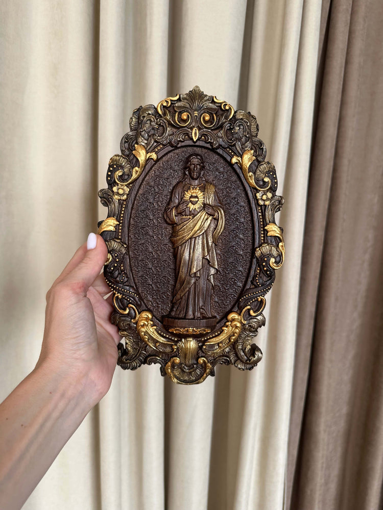 Sacred Heart of Jesus Statuary Wooden Sculpture - Kozak Work Shop