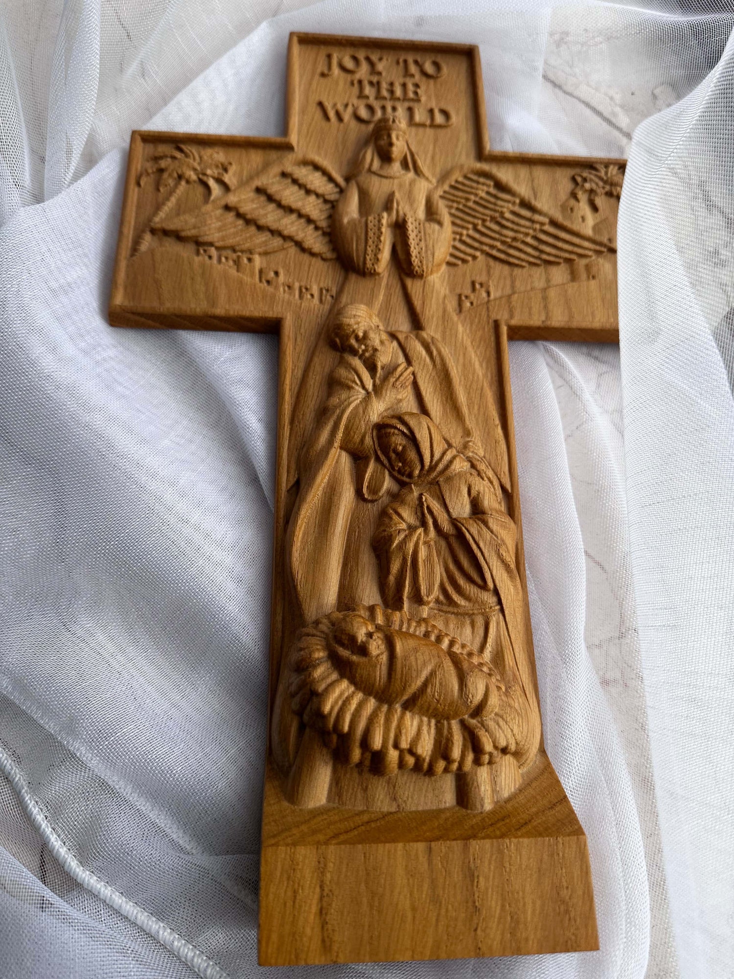 Christian Modern Handmade Art Holy Family Home Decor Joy To The World - Kozak Work Shop