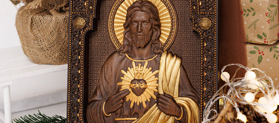 Sacred Heart of Jesus Wooden icon - Kozak Work Shop