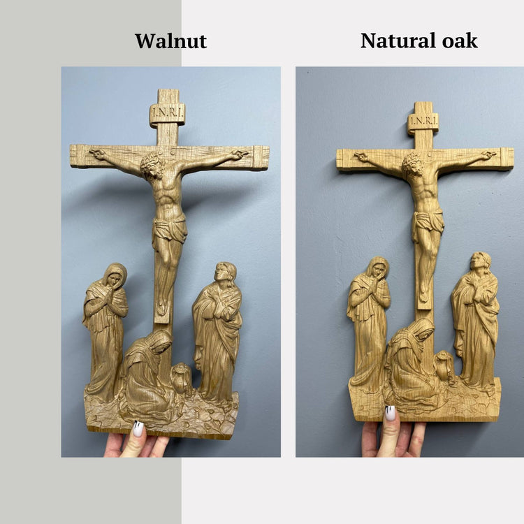 Wall Wooden Carved  Golgotha on the stand - Kozak Work Shop