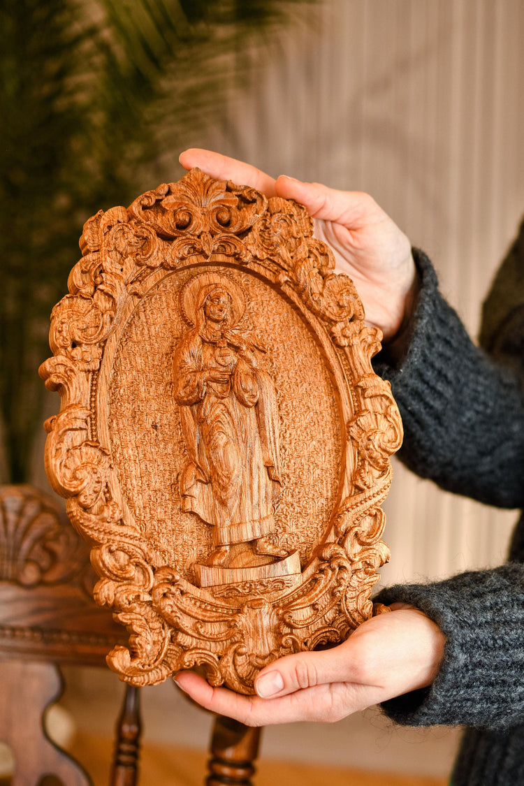 Immaculate Heart of Mary Wooden Icon High