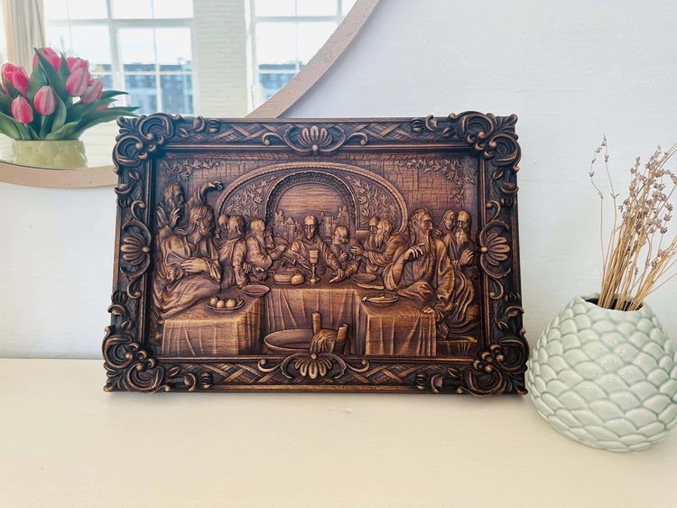 Easter gift idea Last supper religious carved icon personalized gift wood carvings religious gifts wood wall art