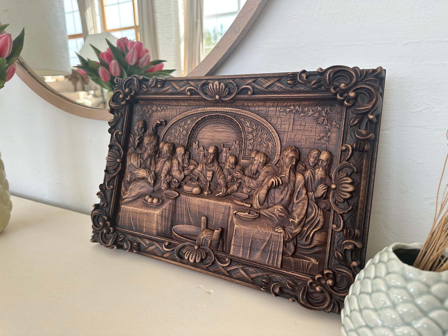 Easter gift idea Last supper religious carved icon personalized gift wood carvings religious gifts wood wall art