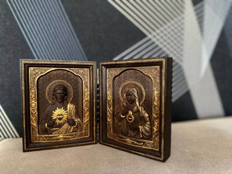 Sacred Heart of Jesus and Immaculate Heart of Mary church folding panel - Kozak Work Shop