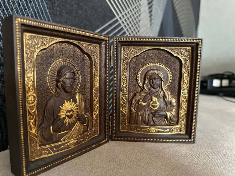 Sacred Heart of Jesus and Immaculate Heart of Mary church folding panel - Kozak Work Shop