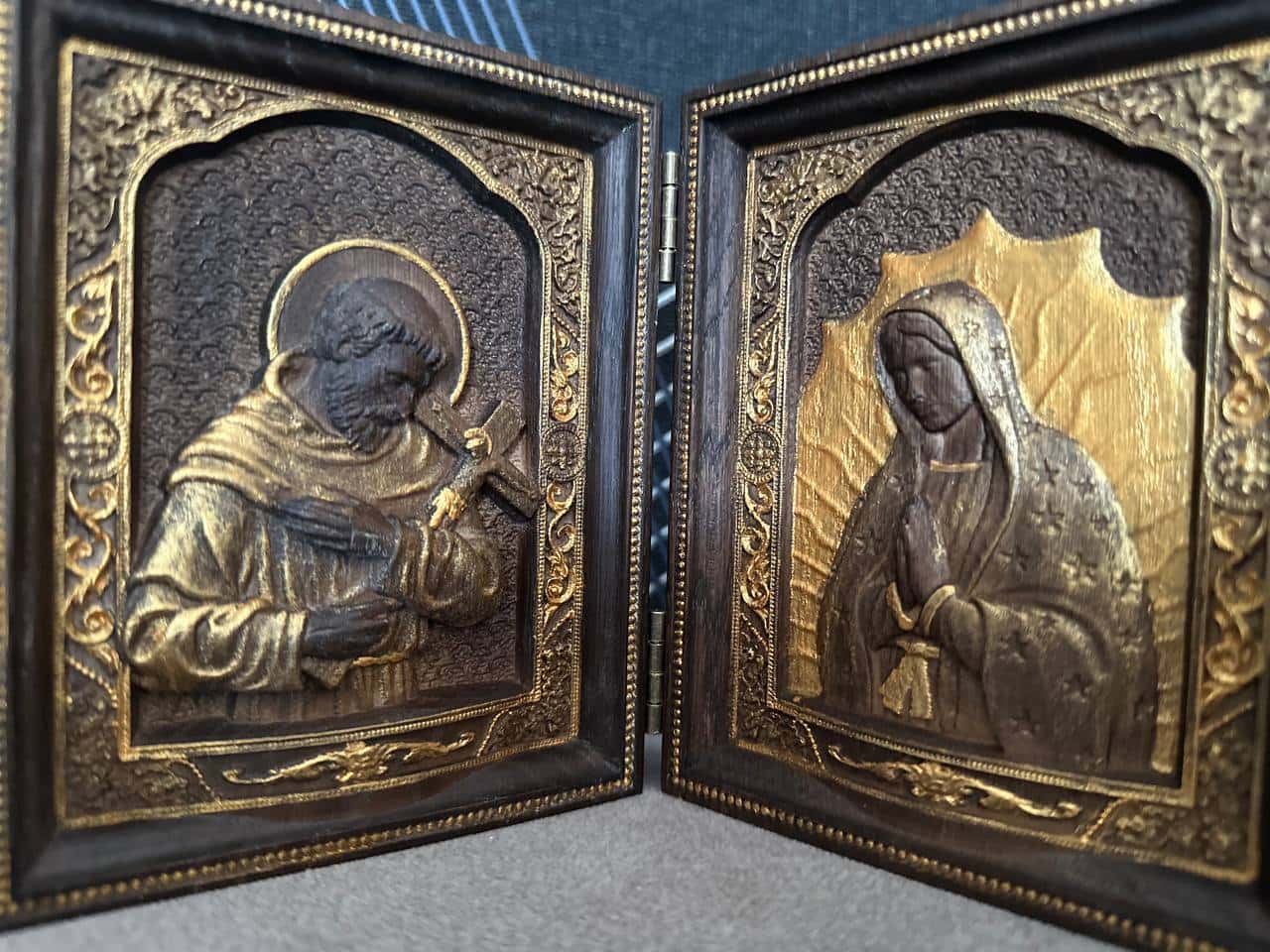 St. Francis of Assisi & Our Lady of Guadalupe wooden  folding panel - Kozak Work Shop