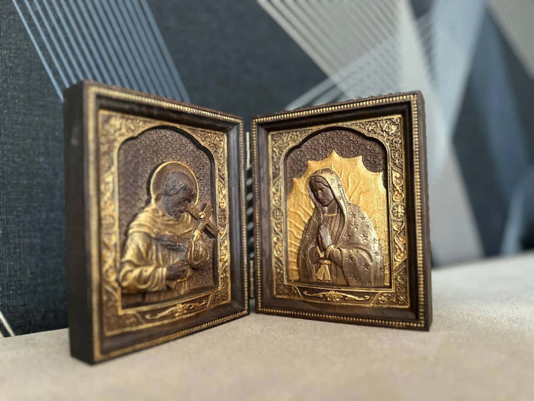 St. Francis of Assisi & Our Lady of Guadalupe wooden  folding panel - Kozak Work Shop