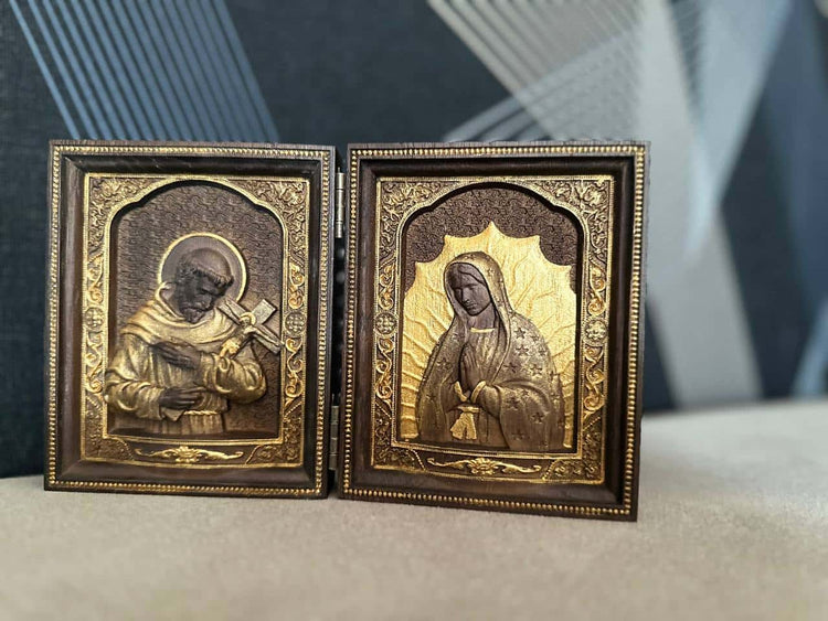 St. Francis of Assisi & Our Lady of Guadalupe wooden  folding panel - Kozak Work Shop