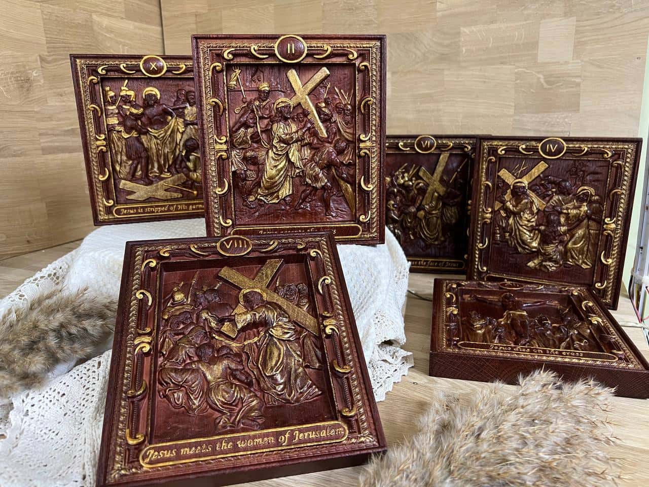 A Set of fourteen Stations of the Cross - Kozak Work Shop