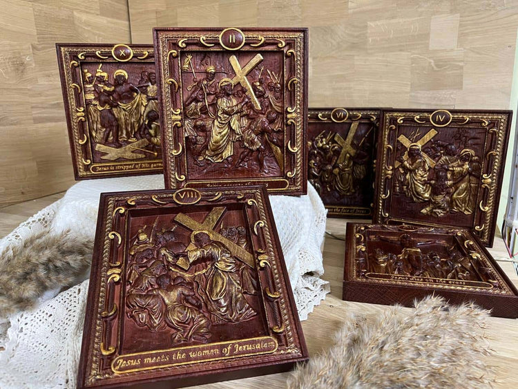 A Set of fourteen Stations of the Cross - Kozak Work Shop