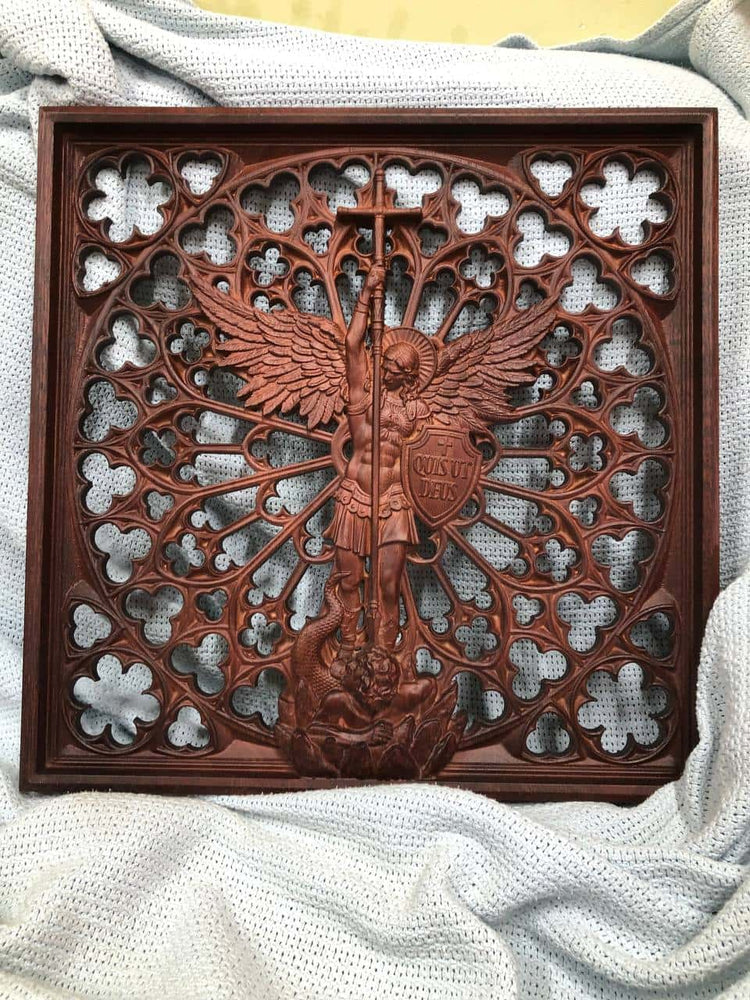 Modern Archangel Michael Wooden Statue - Kozak Work Shop