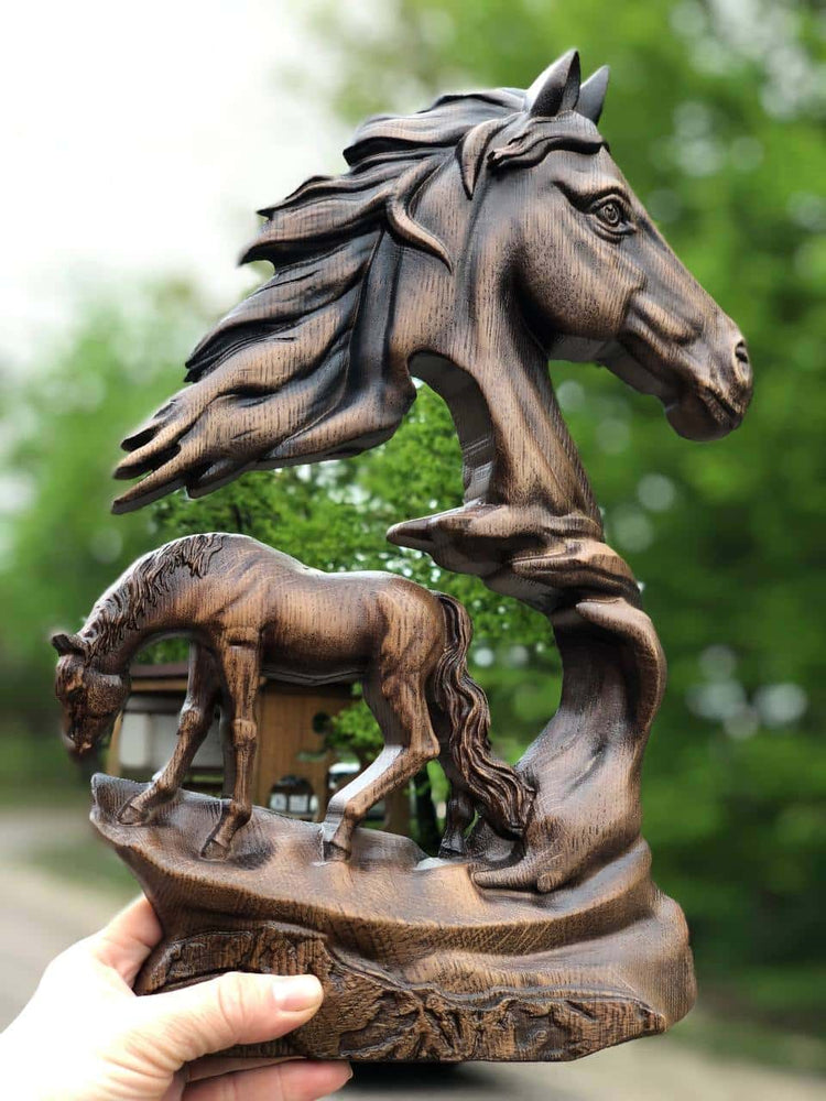 Horse Wooden Carved Plaque - Kozak Work Shop