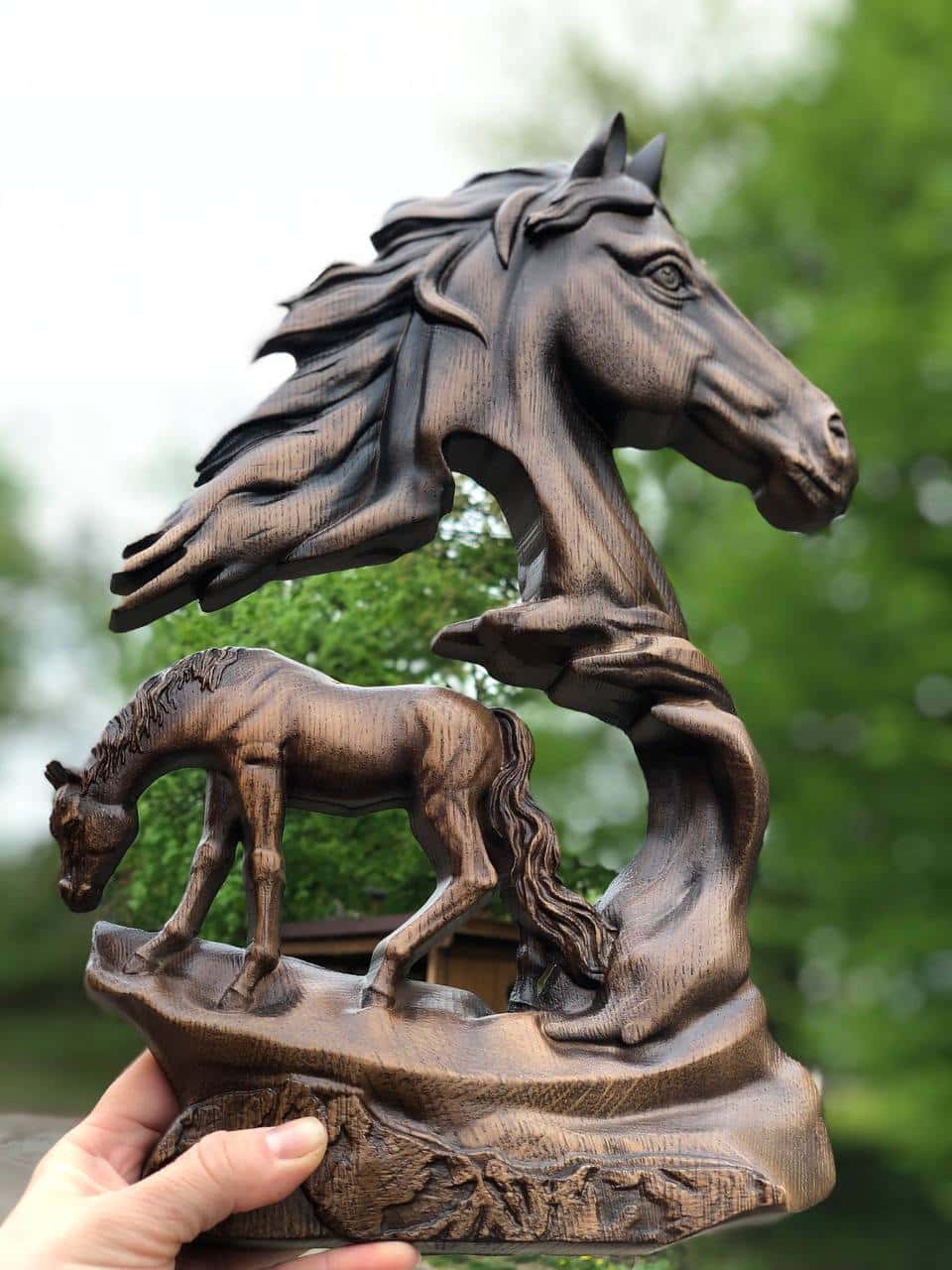 Horse Wooden Carved Plaque - Kozak Work Shop