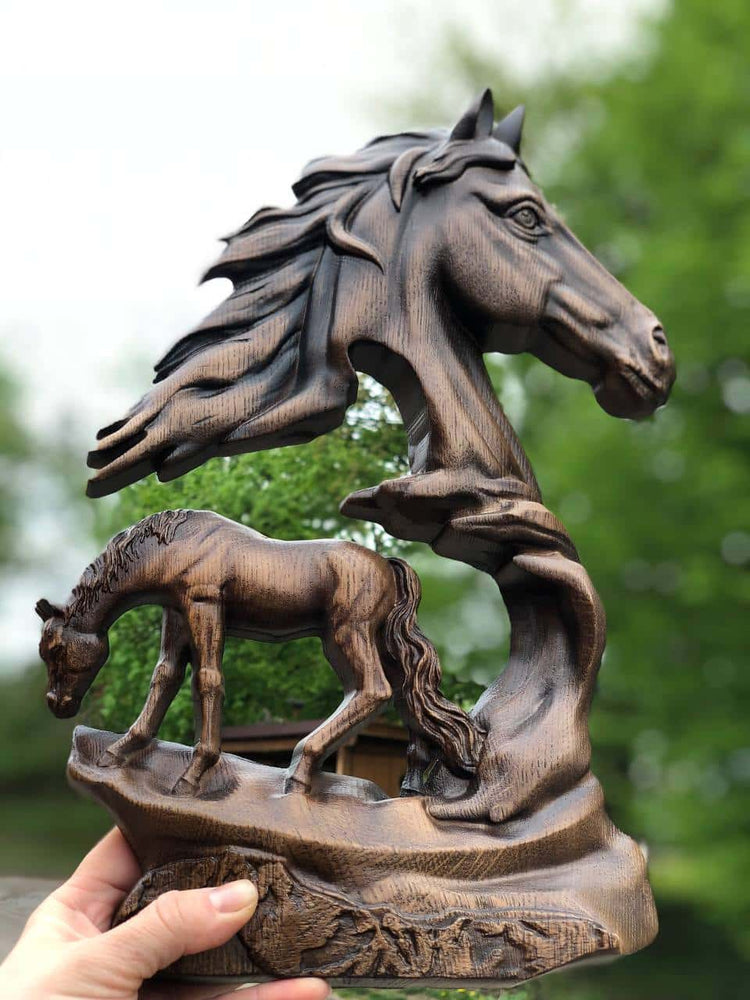 Horse Wooden Carved Plaque - Kozak Work Shop