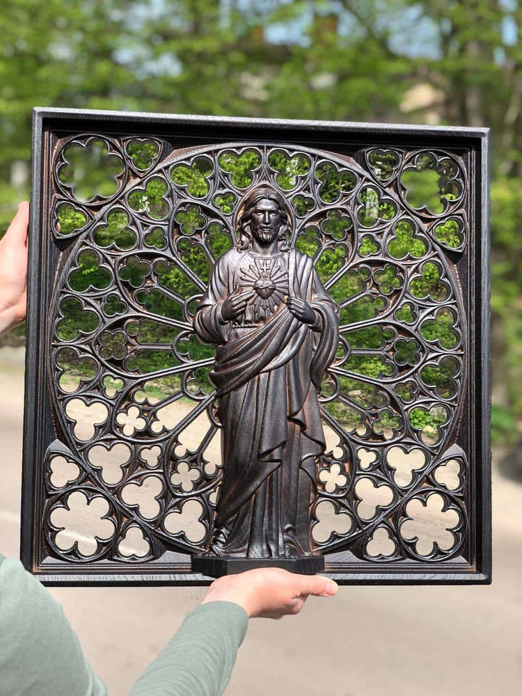 Sacred Heart of Jesus Wooden Statue - Kozak Work Shop