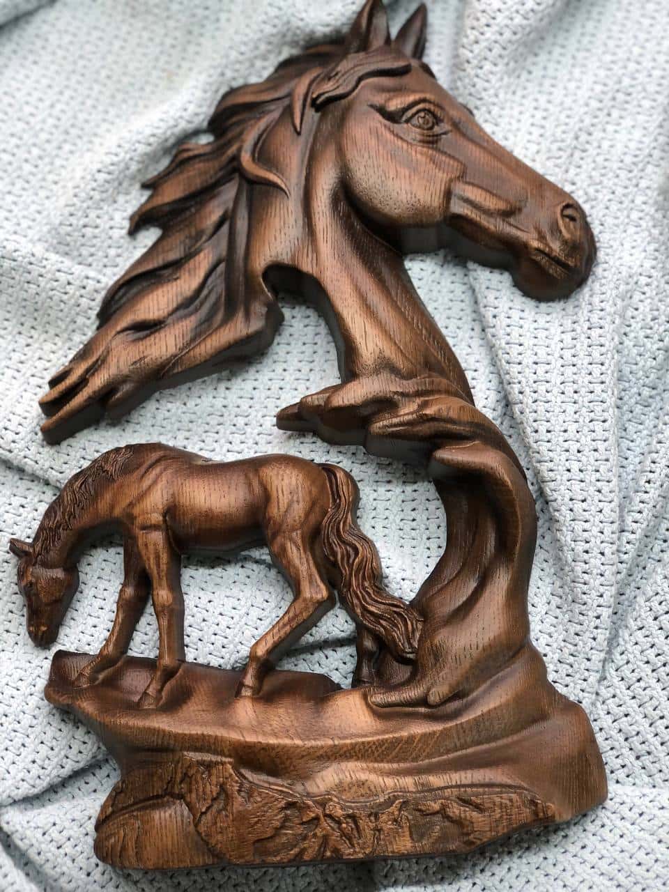 Horse Wooden Carved Plaque - Kozak Work Shop