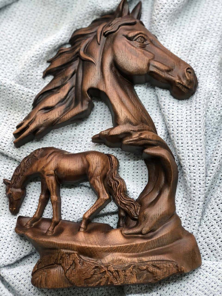 Horse Wooden Carved Plaque - Kozak Work Shop