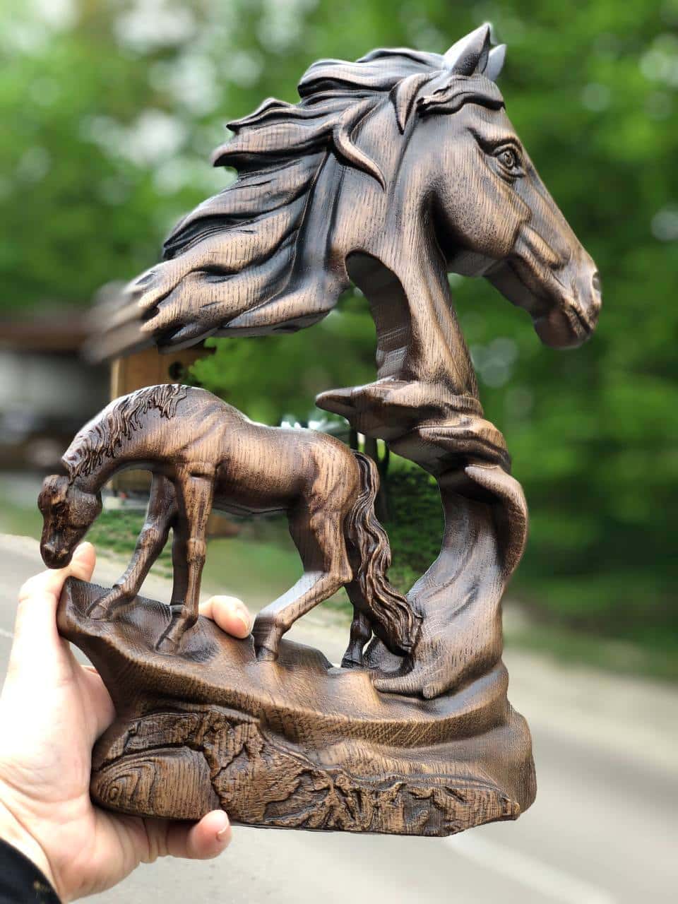 Horse Wooden Carved Plaque - Kozak Work Shop