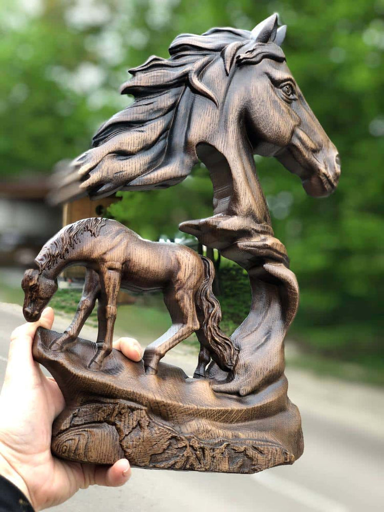 Horse Wooden Carved Plaque - Kozak Work Shop