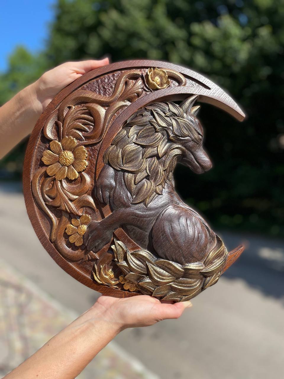 Wolf on the moon gift for lovers - Kozak Work Shop