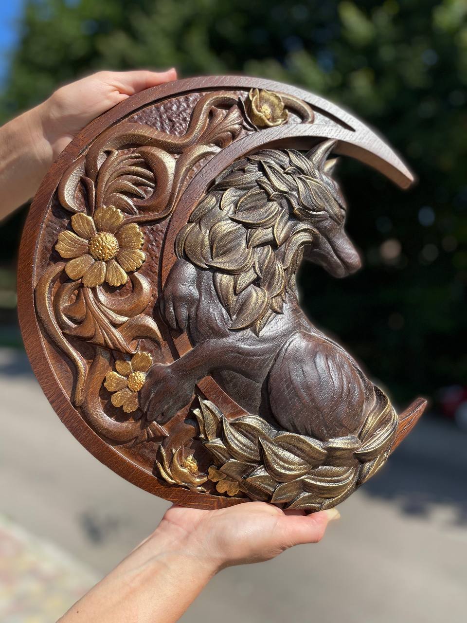 Wolf on the moon gift for lovers - Kozak Work Shop