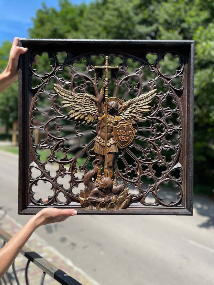 Modern Archangel Michael Wooden Statue - Kozak Work Shop