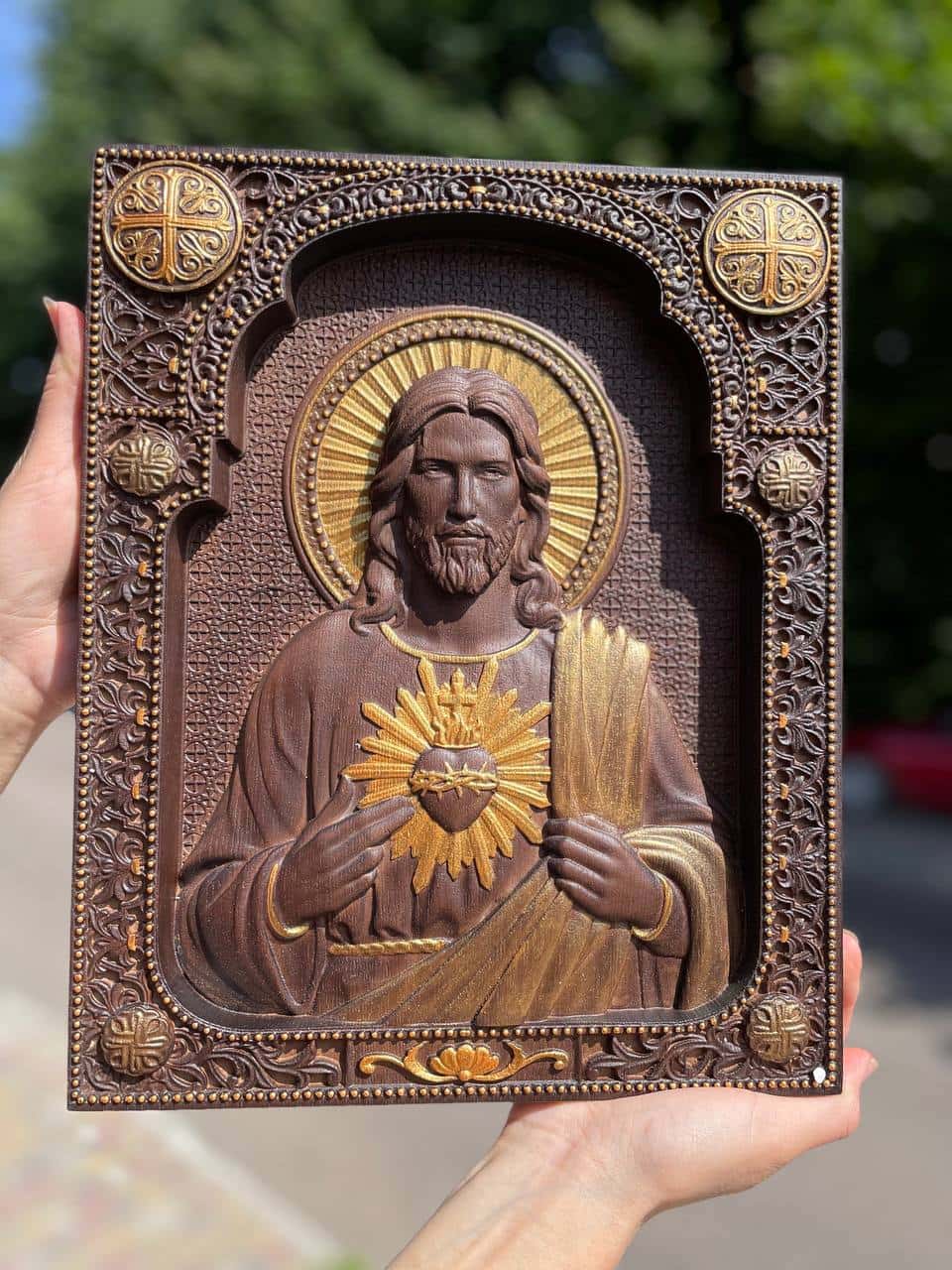 Sacred Heart of Jesus Wooden icon Modern - Kozak Work Shop
