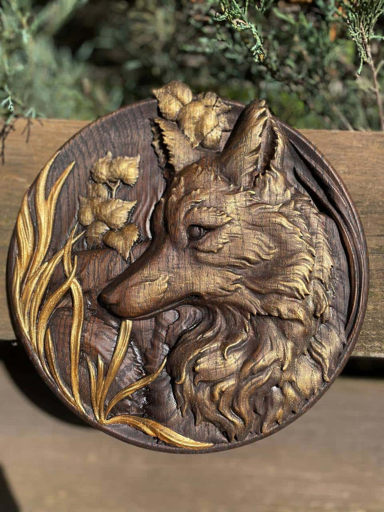 Fox Wooden Carved Sculpture - Kozak Work Shop