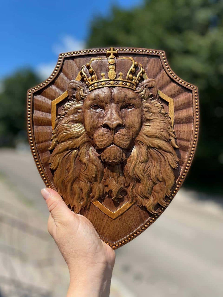 Lion King Wooden Carved Plaque - Kozak Work Shop