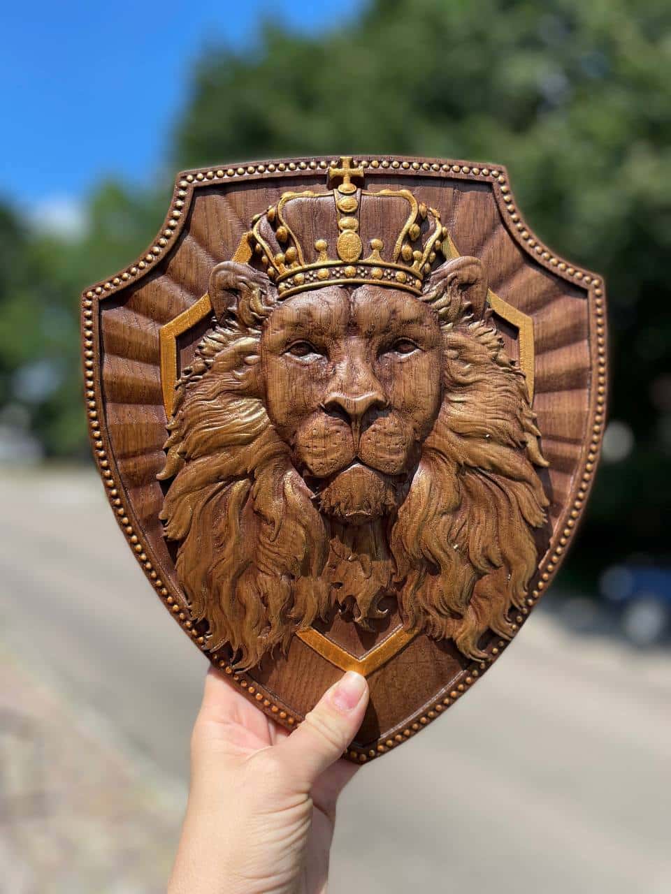Lion King Wooden Carved Plaque - Kozak Work Shop