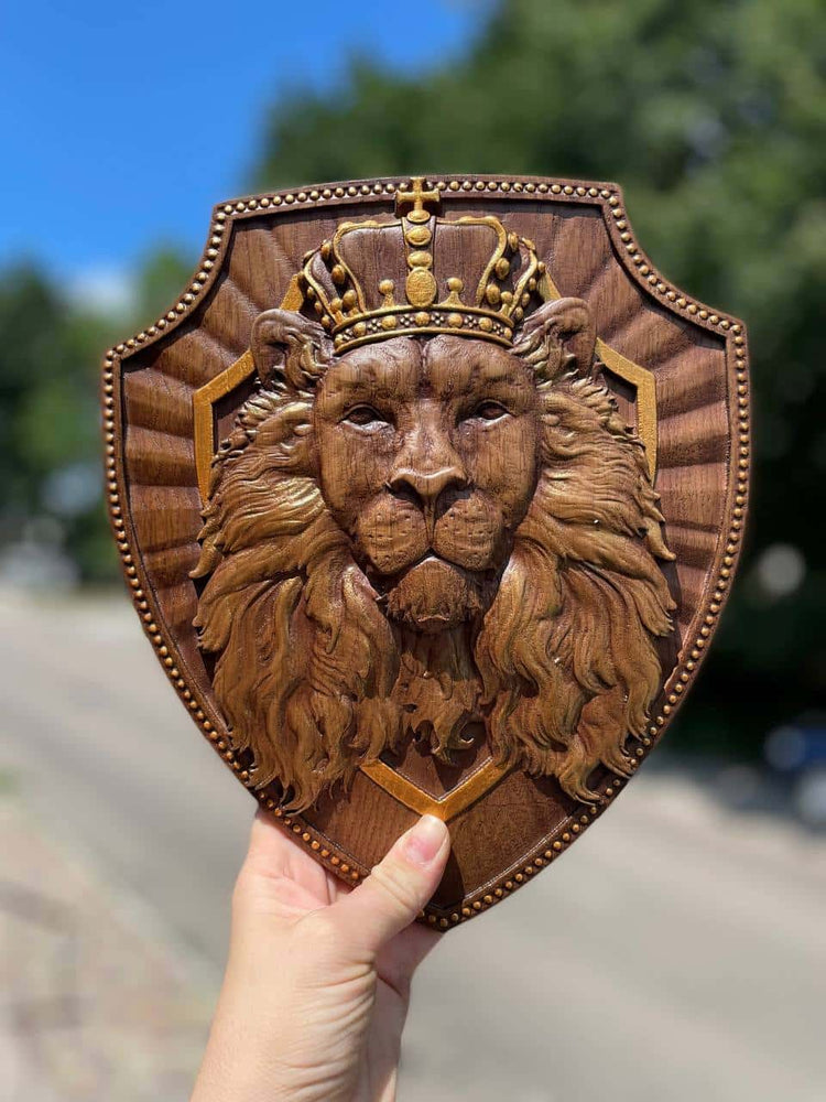 Lion King Wooden Carved Plaque - Kozak Work Shop