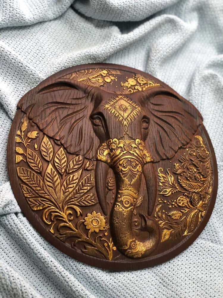 Elephant wooden Plaque - Kozak Work Shop