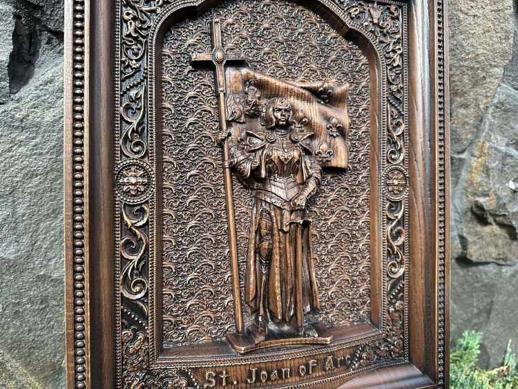 Joan of Arc wooden plaque - Kozak Work Shop
