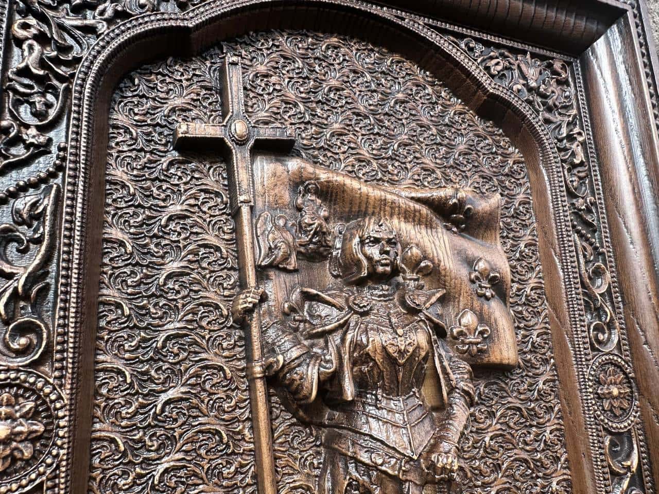 Joan of Arc wooden plaque - Kozak Work Shop