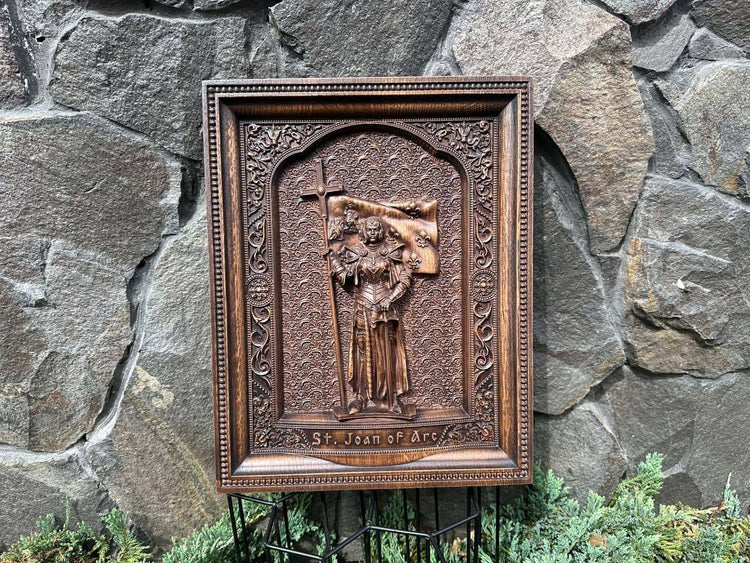 Joan of Arc wooden plaque - Kozak Work Shop