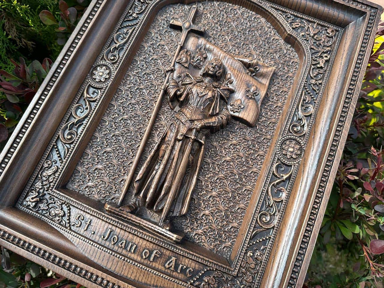 Joan of Arc wooden plaque - Kozak Work Shop