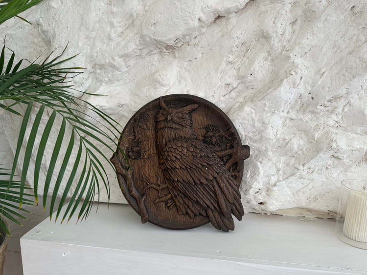 Owl Wooden Carved Plaque - Kozak Work Shop