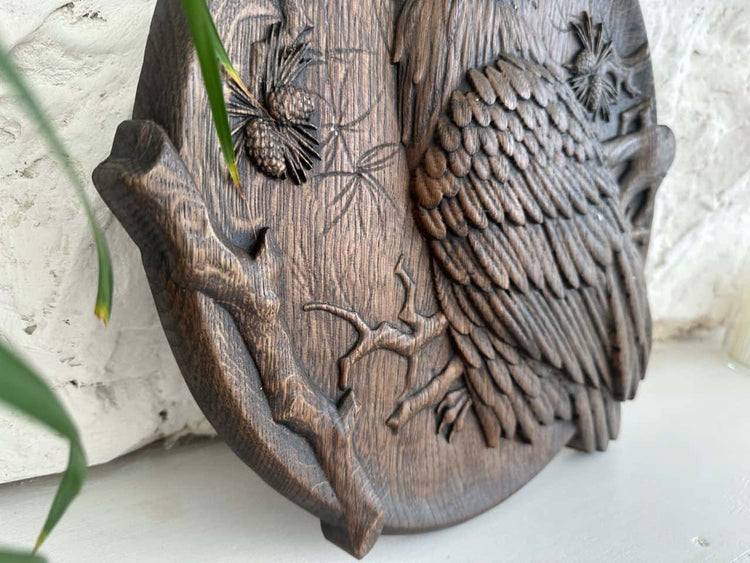 Owl Wooden Carved Plaque - Kozak Work Shop