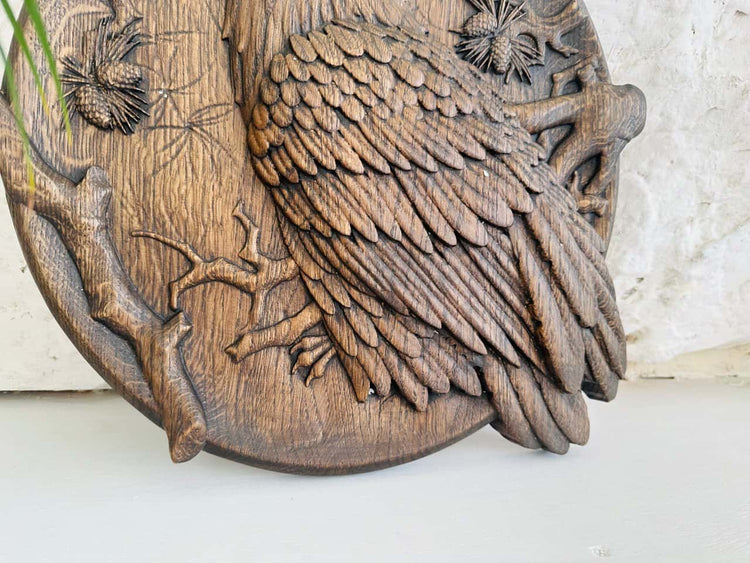 Owl Wooden Carved Plaque - Kozak Work Shop