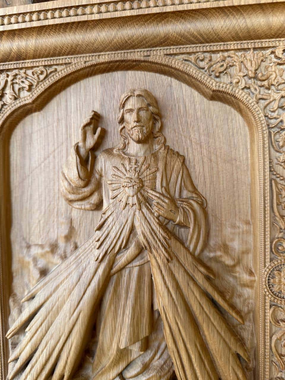 Divine Mercy Icon on Solid Oak Wood - Kozak Work Shop