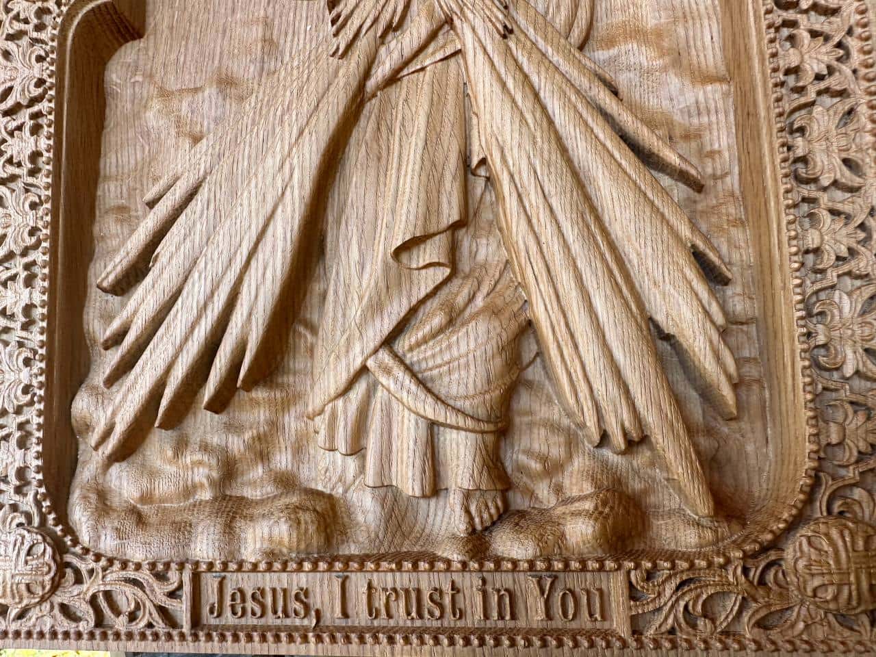 Divine Mercy Icon on Solid Oak Wood - Kozak Work Shop
