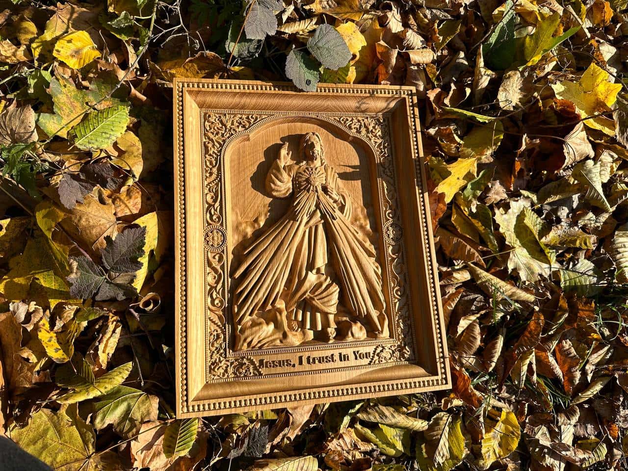 Divine Mercy Icon on Solid Oak Wood - Kozak Work Shop